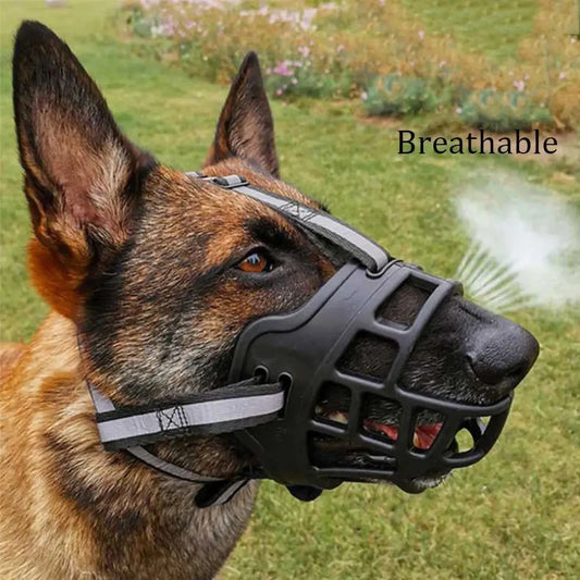 Bozal Suave de Silicona para Perros, Antimordedurascon Diseño Transpirable y Reflectante, Resistente y Duradero para Perros Medianos y Grandes